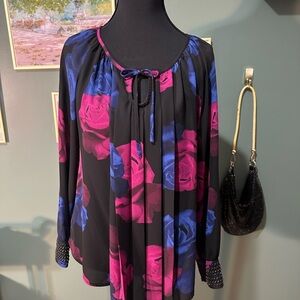 💕Alfani Long Sleeve Blouse with Wrist Embellishment Detail Size 10P